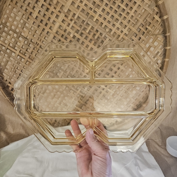 Rare Topaz Yellow Fostoria Mayfair 5-Part Smooth Glass Oblong Relish Dish Tray - Picture 5 of 16